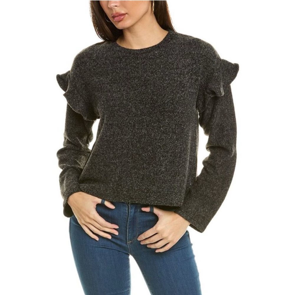 NWT Sol Angeles Brushed Boucle Flounce Pullover large L